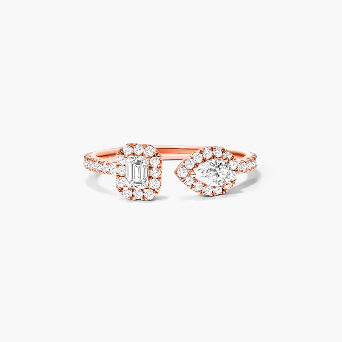Anel De Diamantes Brilhantes em Ouro 18k Aberto de Luxo