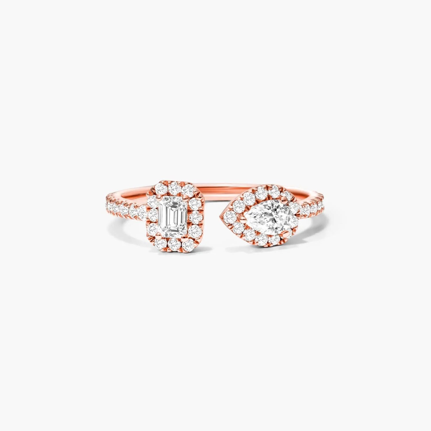 Anel De Diamantes Brilhantes em Ouro 18k Aberto de Luxo