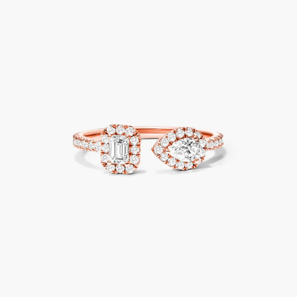 Anel De Diamantes Brilhantes em Ouro 18k Aberto de Luxo