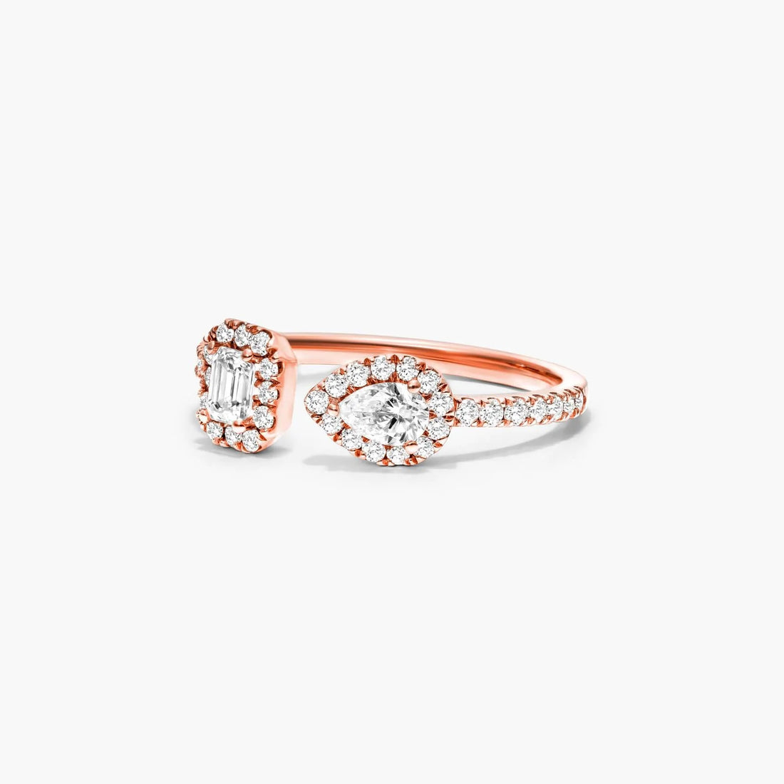 Anel De Diamantes Brilhantes em Ouro 18k Aberto de Luxo