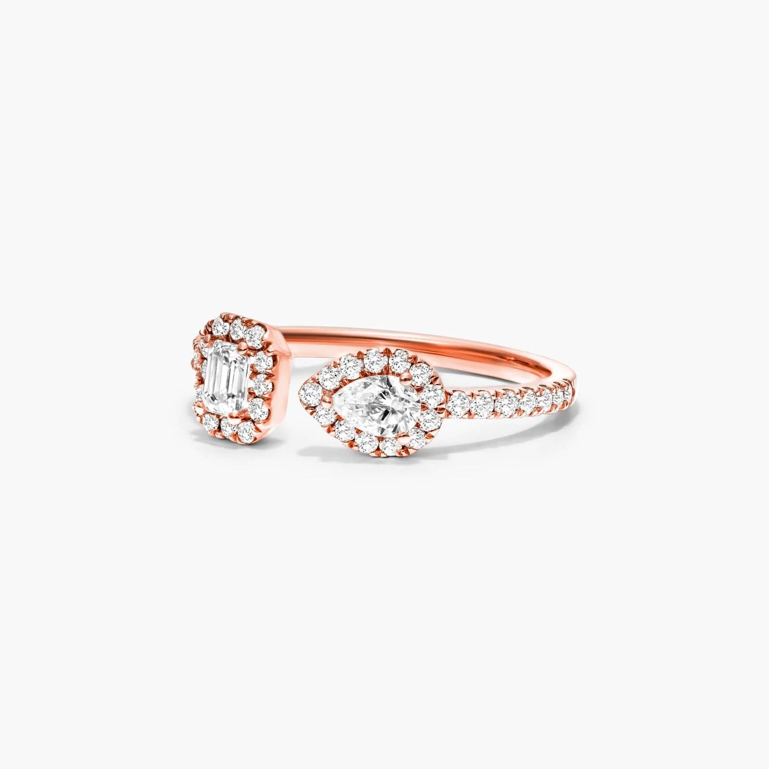 Anel De Diamantes Brilhantes em Ouro 18k Aberto de Luxo