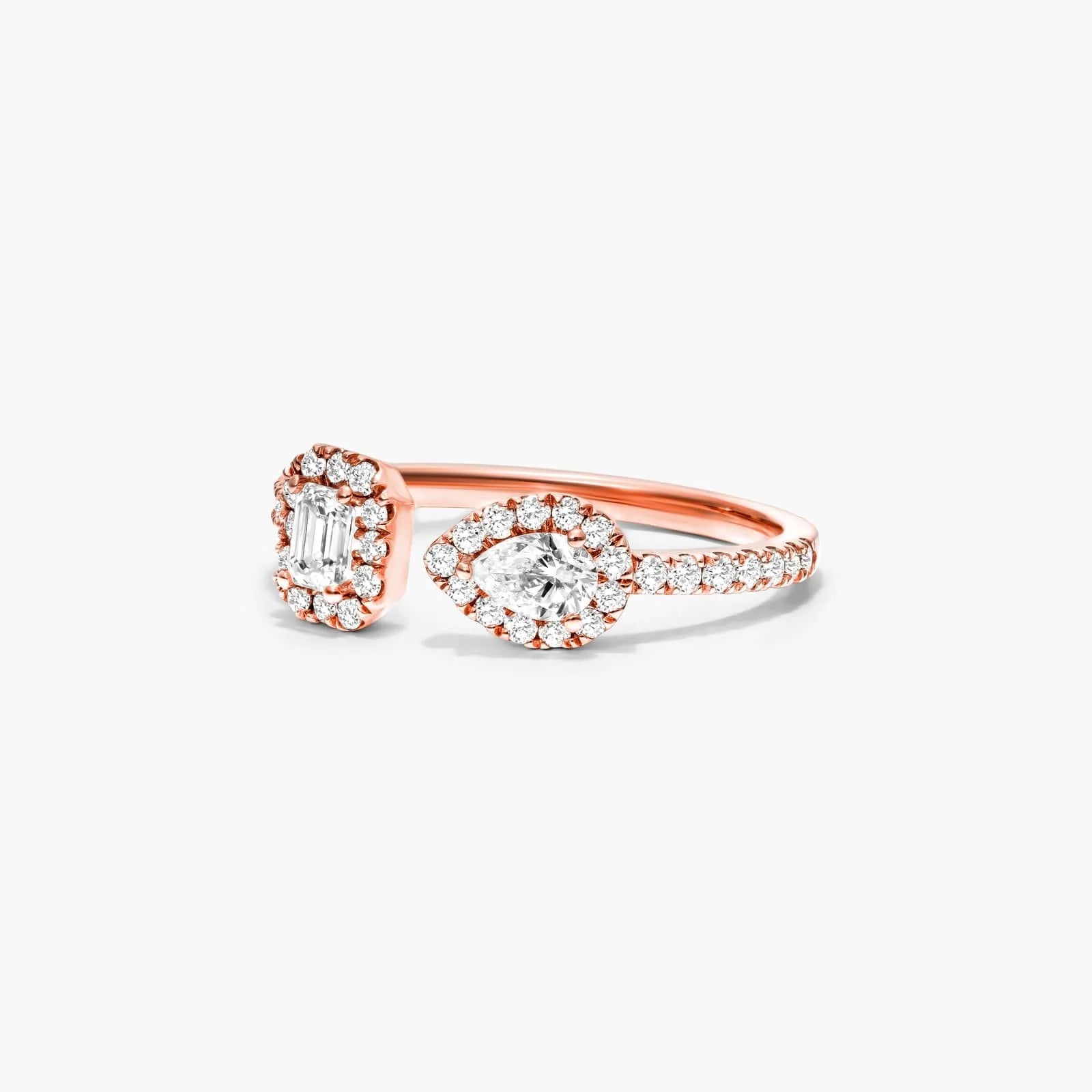 Anel De Diamantes Brilhantes em Ouro 18k Aberto de Luxo