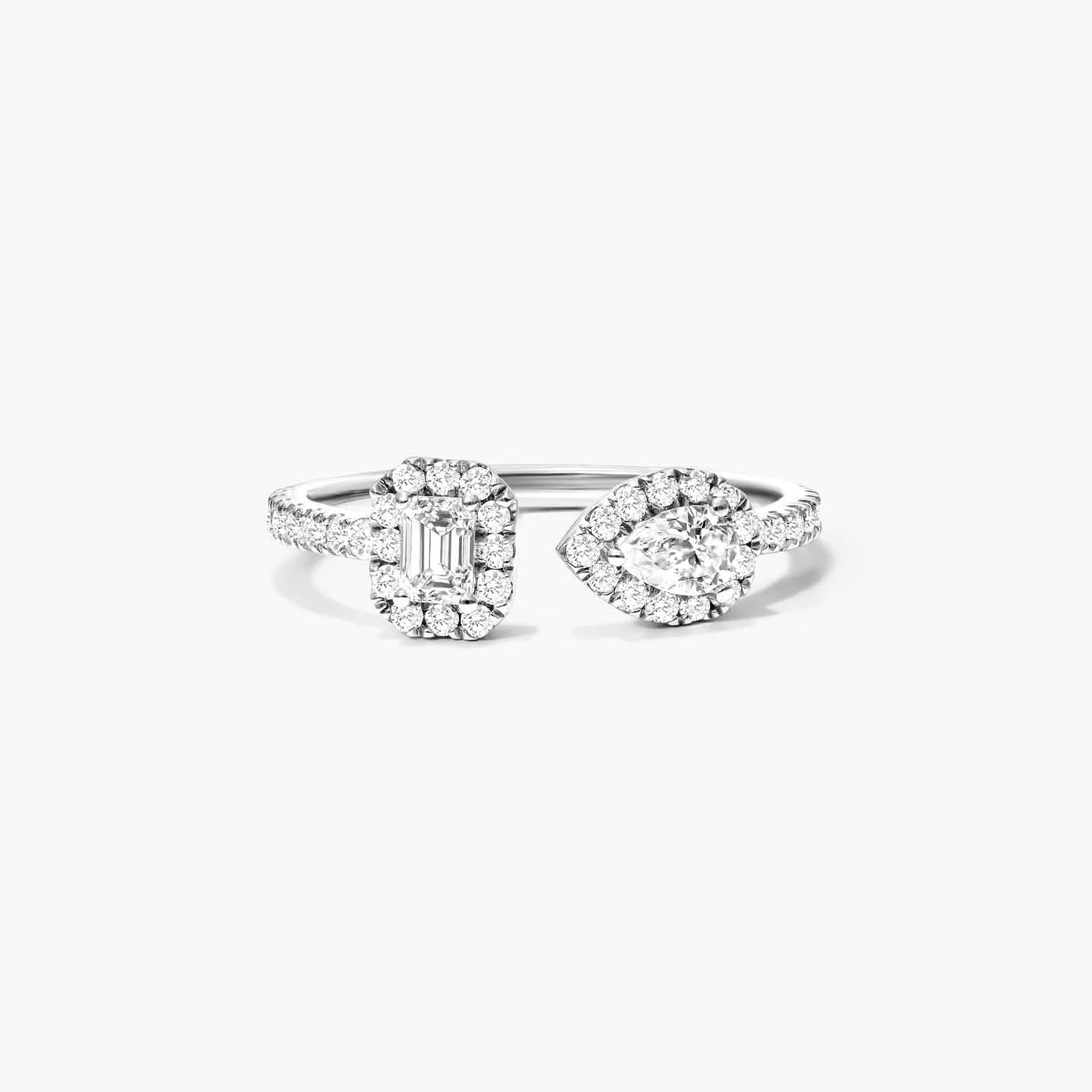 Anel De Diamantes Brilhantes em Ouro 18k Aberto de Luxo