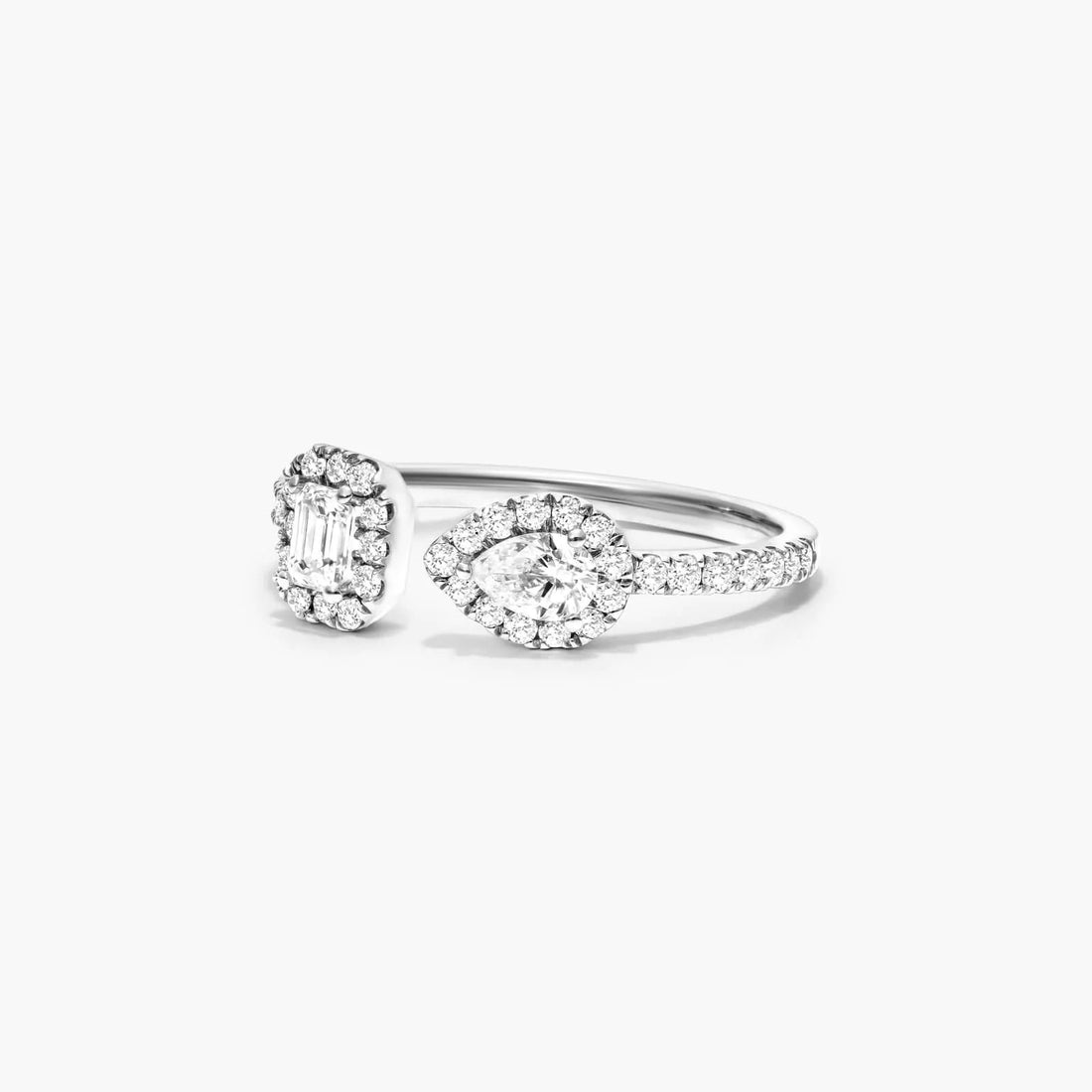 Anel De Diamantes Brilhantes em Ouro 18k Aberto de Luxo