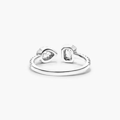 Anel De Diamantes Brilhantes em Ouro 18k Aberto de Luxo