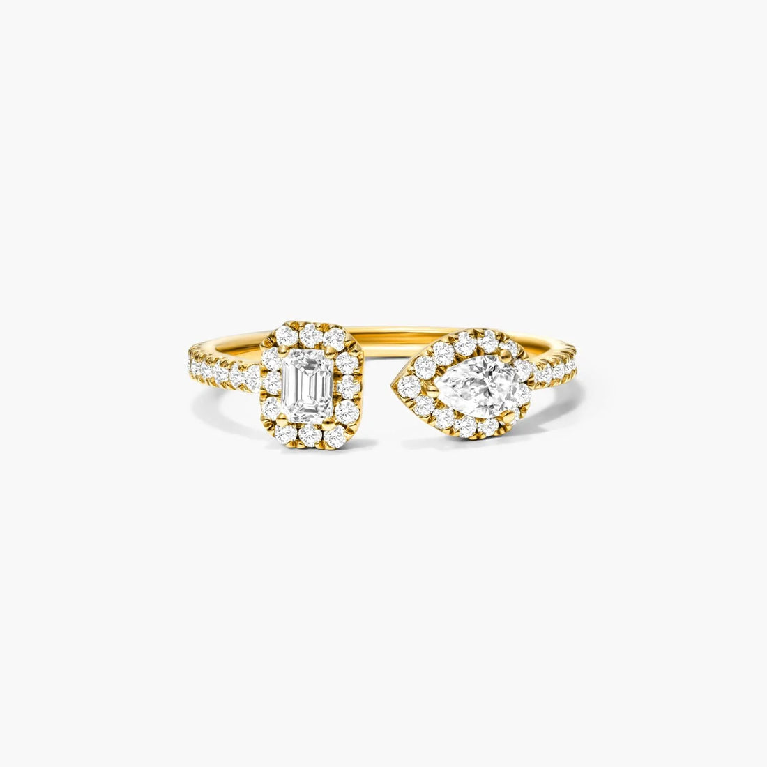 Anel De Diamantes Brilhantes em Ouro 18k Aberto de Luxo