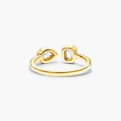 Anel De Diamantes Brilhantes em Ouro 18k Aberto de Luxo