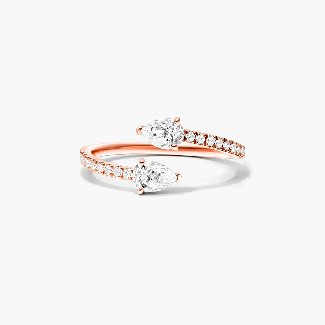 Anel Aberto de Ouro Rosa 18k C/ Diamantes Brilhantes