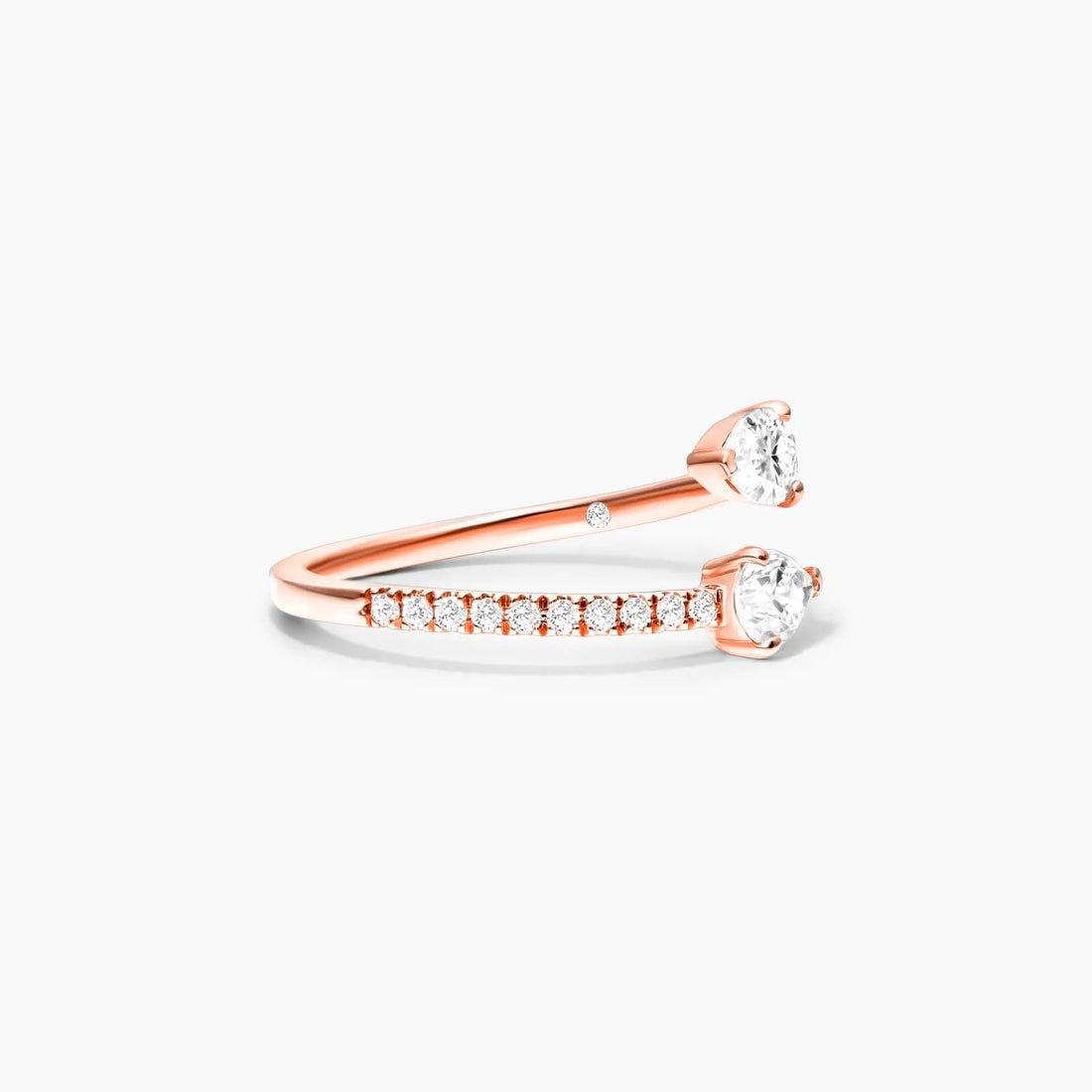Anel Aberto de Ouro Rosa 18k C/ Diamantes Brilhantes