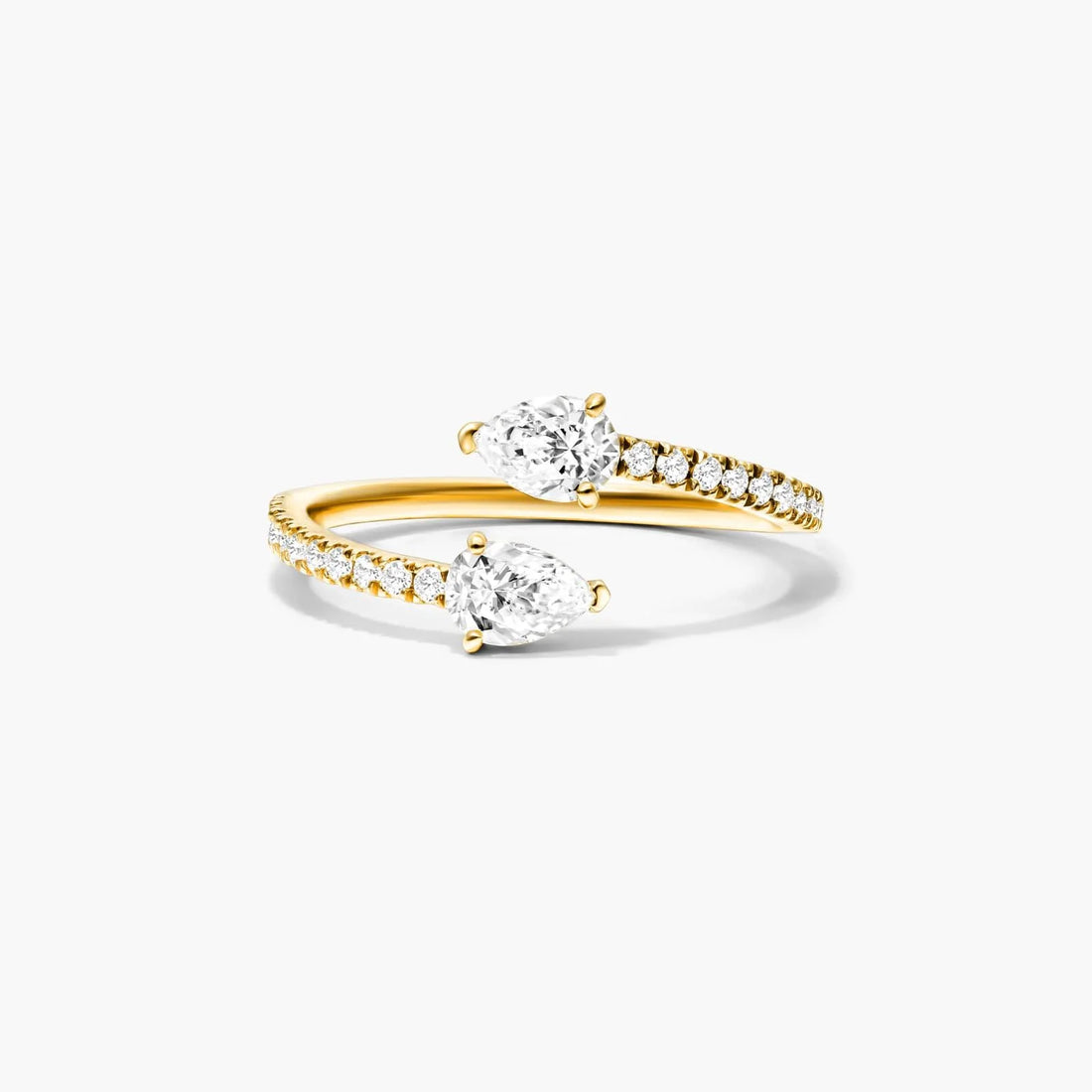 Anel Aberto de Ouro Amarelo 18k C/ Diamantes Brilhantes