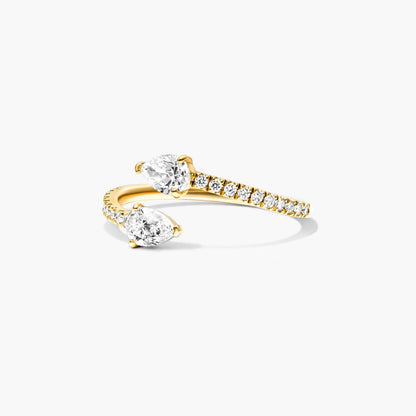 Anel Aberto de Ouro Amarelo 18k C/ Diamantes Brilhantes
