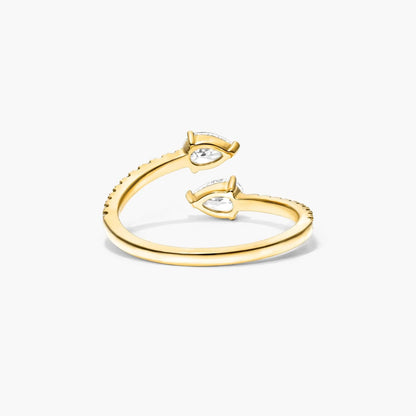 Anel Aberto de Ouro Amarelo 18k C/ Diamantes Brilhantes