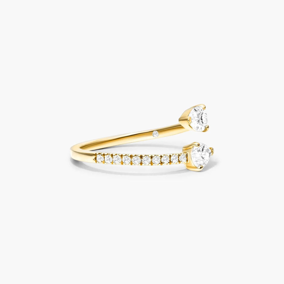 Anel Aberto de Ouro Amarelo 18k C/ Diamantes Brilhantes