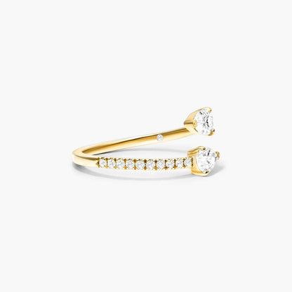 Anel Aberto de Ouro Amarelo 18k C/ Diamantes Brilhantes