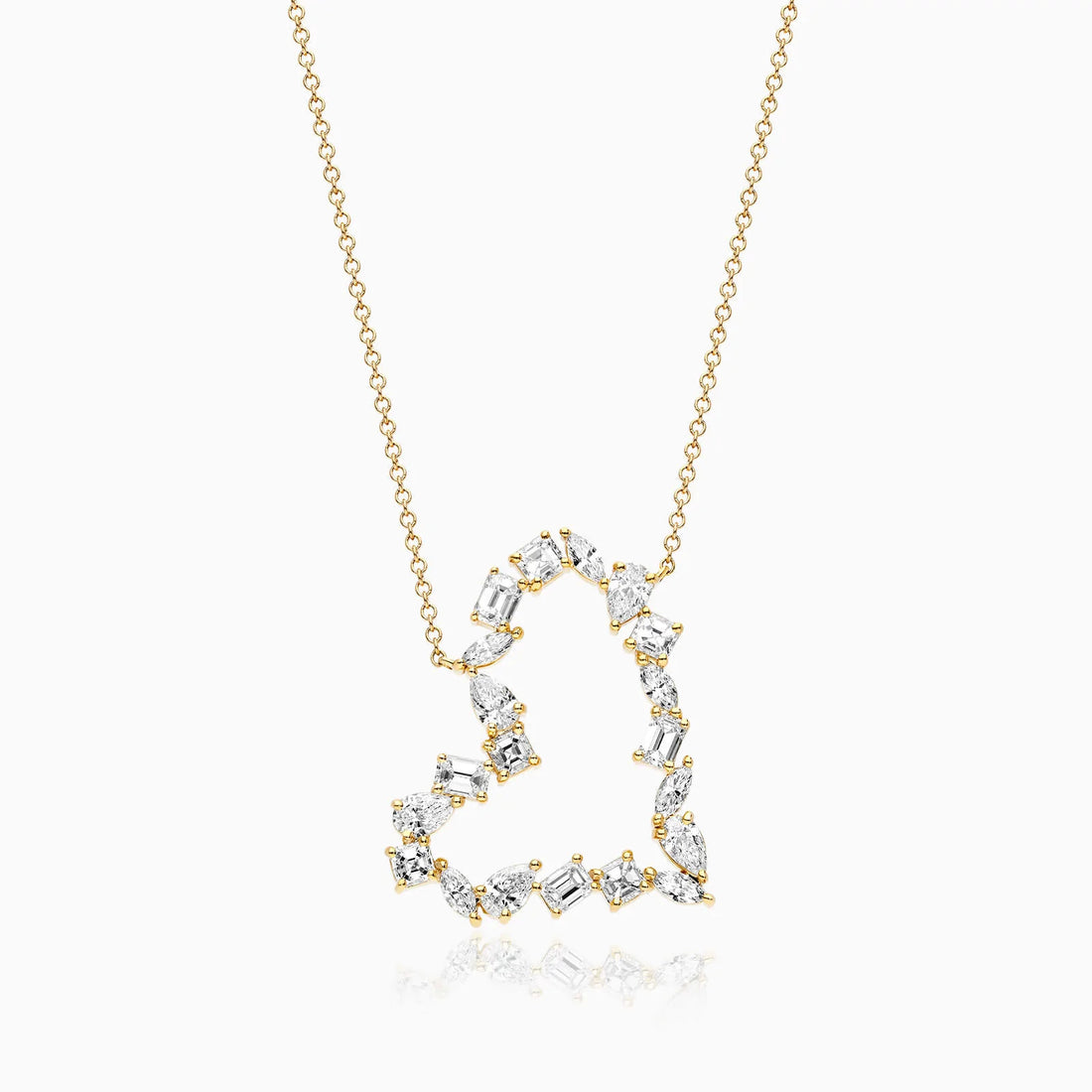 Corrente feminina em Ouro 18k diamantes coração luxo