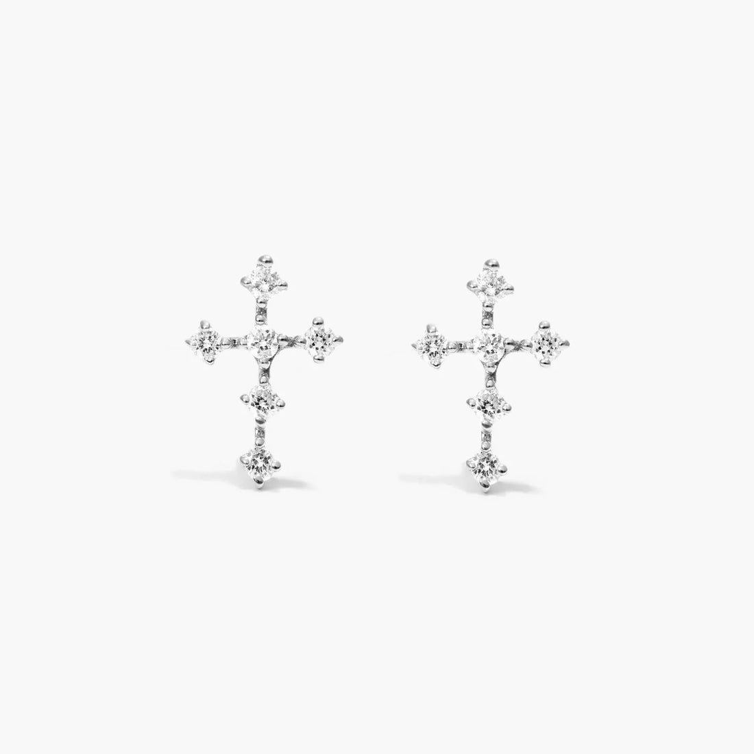 Brinco de  Ouro 18k feminino cruz  Diamantes  Luxo