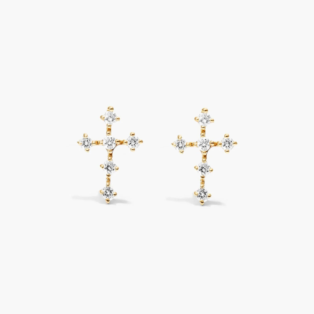 Brinco de  Ouro 18k feminino cruz  Diamantes  Luxo