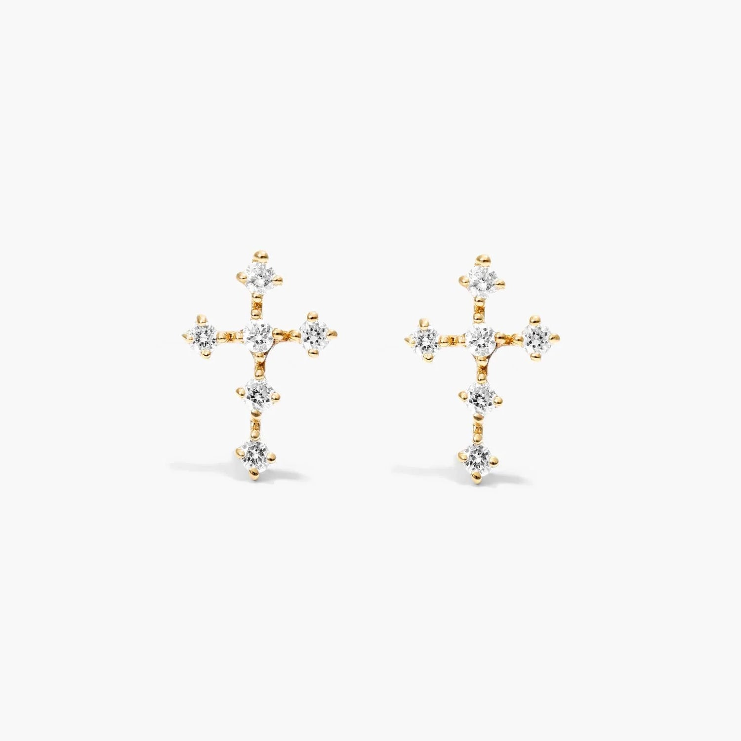 Brinco de  Ouro 18k feminino cruz  Diamantes  Luxo