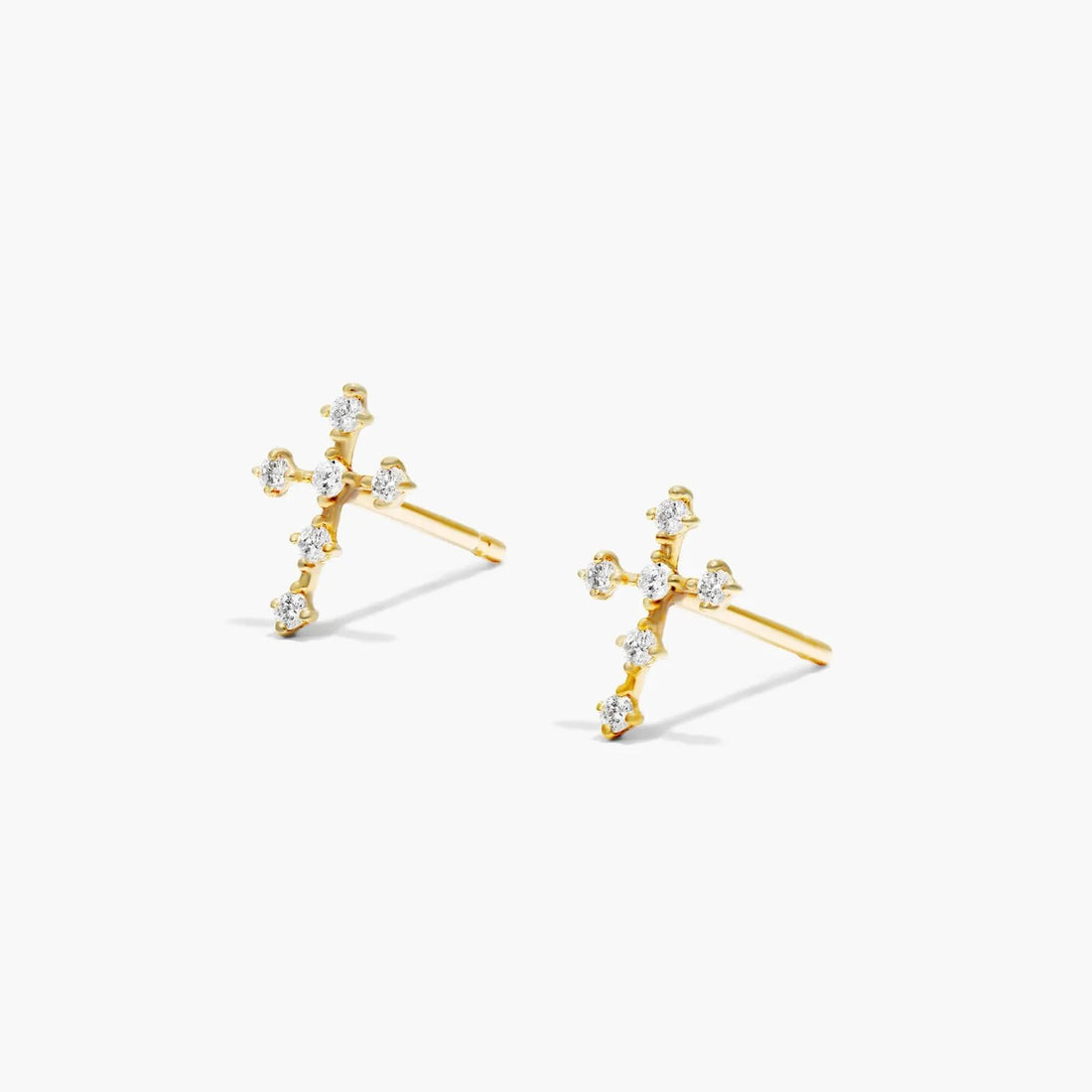 Brinco de  Ouro 18k feminino cruz  Diamantes  Luxo