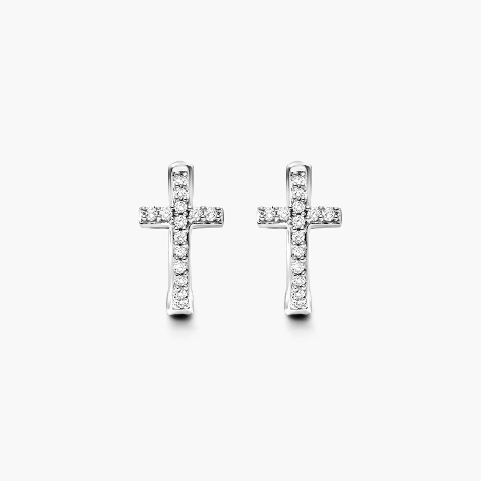Brinco de  Ouro 18k feminino  Diamantes Cruz II Luxo