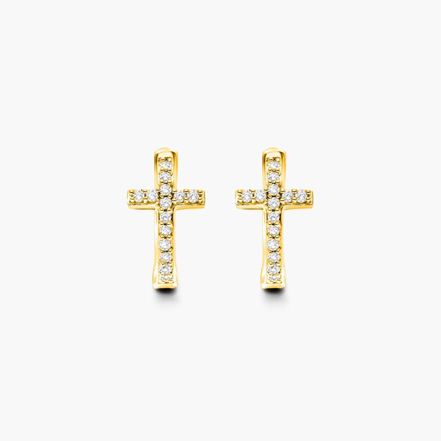 Brinco de  Ouro 18k feminino  Diamantes Cruz II Luxo