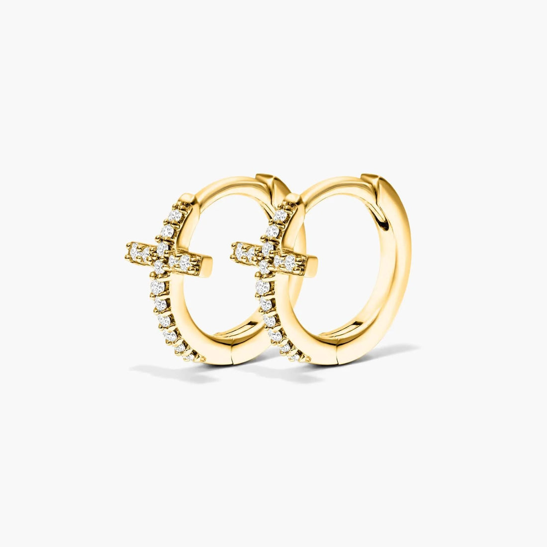 Brinco de  Ouro 18k feminino  Diamantes Cruz II Luxo