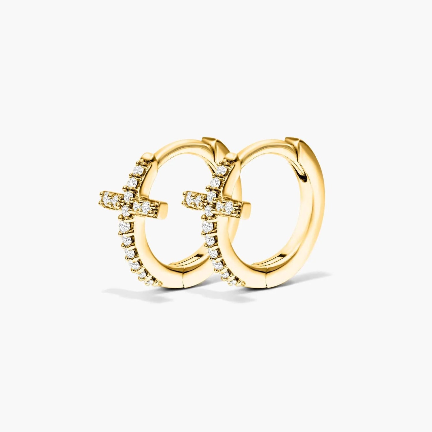 Brinco de  Ouro 18k feminino  Diamantes Cruz II Luxo