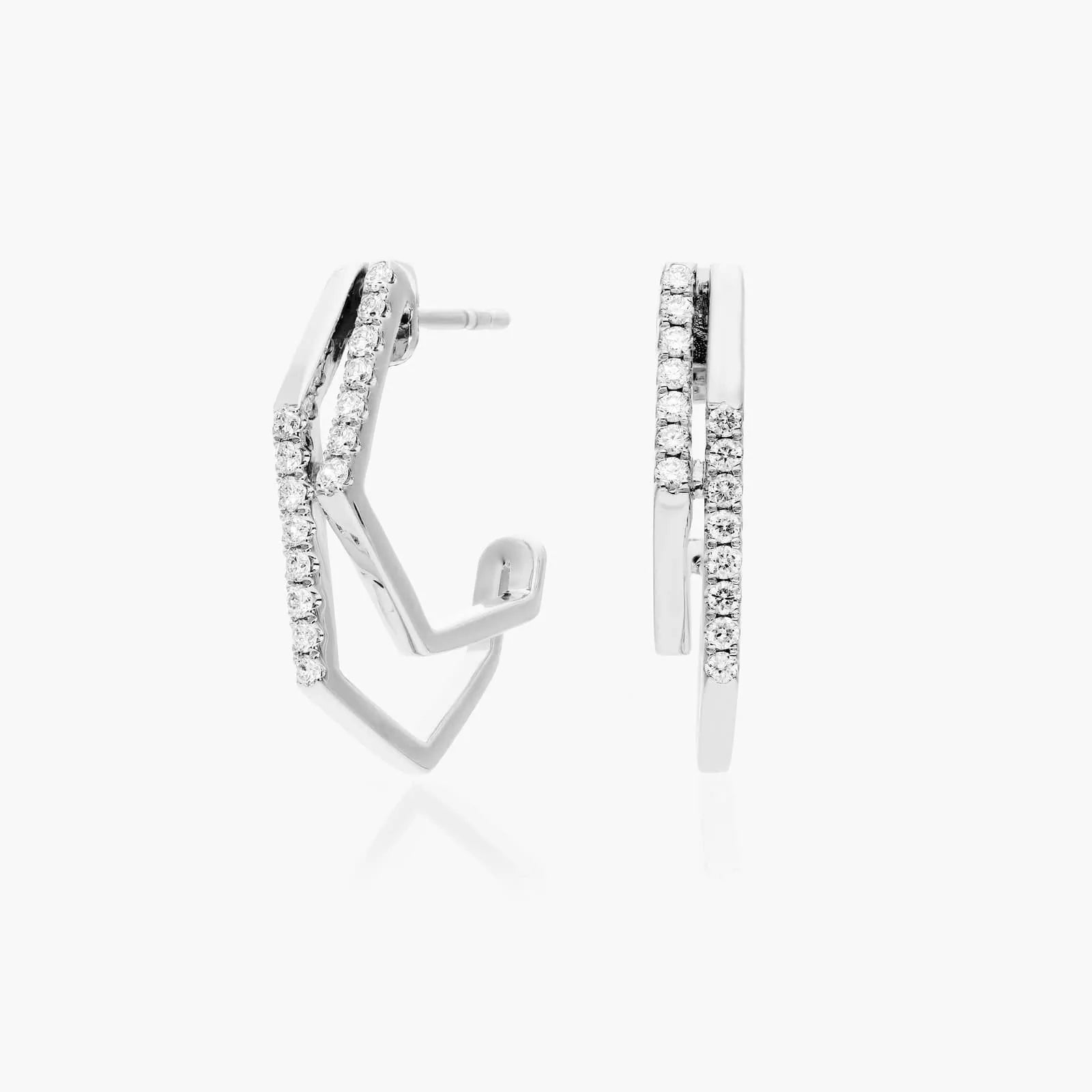Brinco de  Ouro 18k feminino  Diamantes Geometric Luxo
