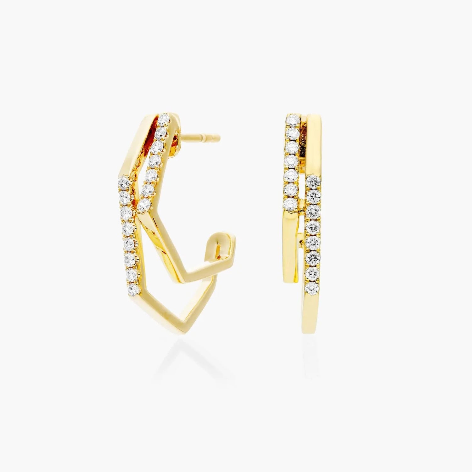 Brinco de  Ouro 18k feminino  Diamantes Geometric Luxo