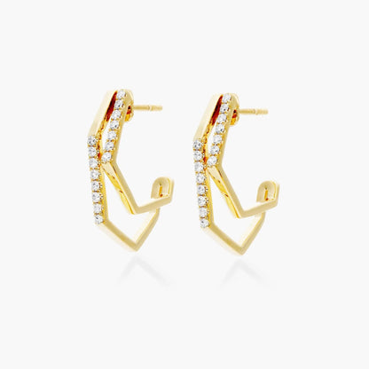 Brinco de  Ouro 18k feminino  Diamantes Geometric Luxo