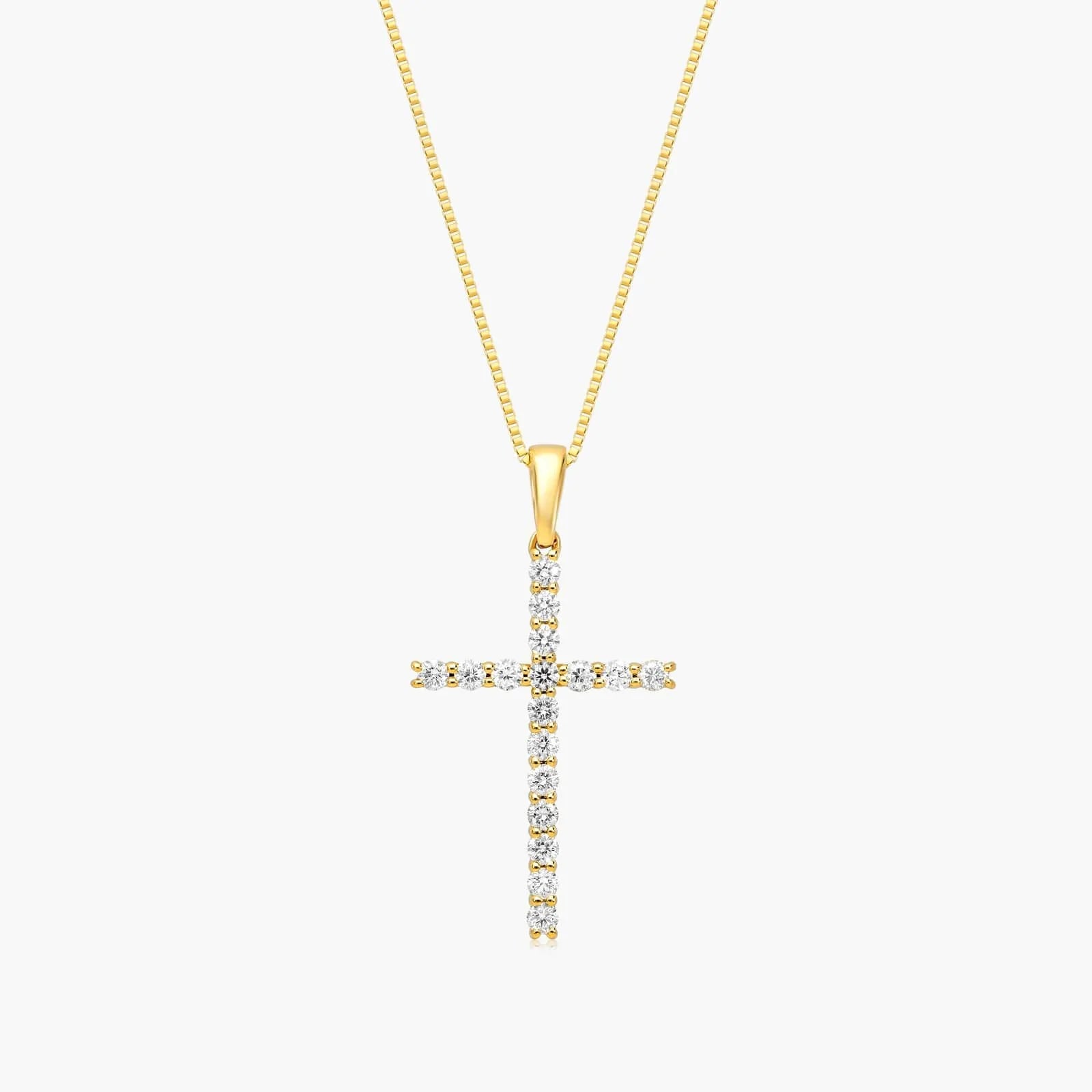 Corrente feminina em Ouro 18k Amarelo diamantes cruz luxo