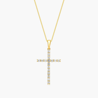 Corrente feminina em Ouro 18k Amarelo diamantes cruz luxo