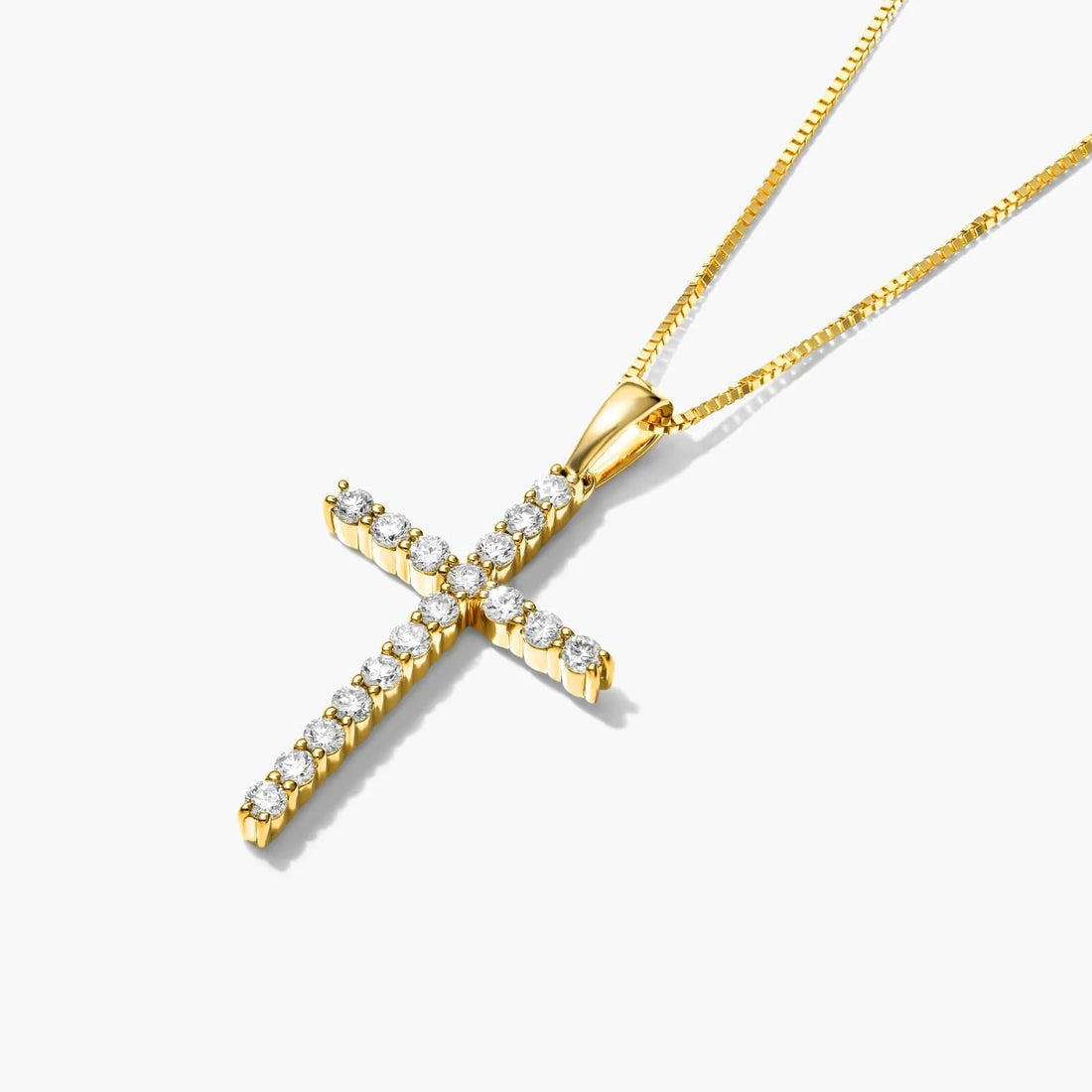 Corrente feminina em Ouro 18k Amarelo diamantes cruz luxo