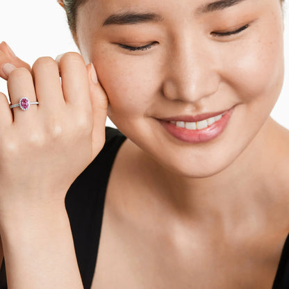 Anel de Safira Rosa em Ouro 18k C/ Diamantes Brilhantes
