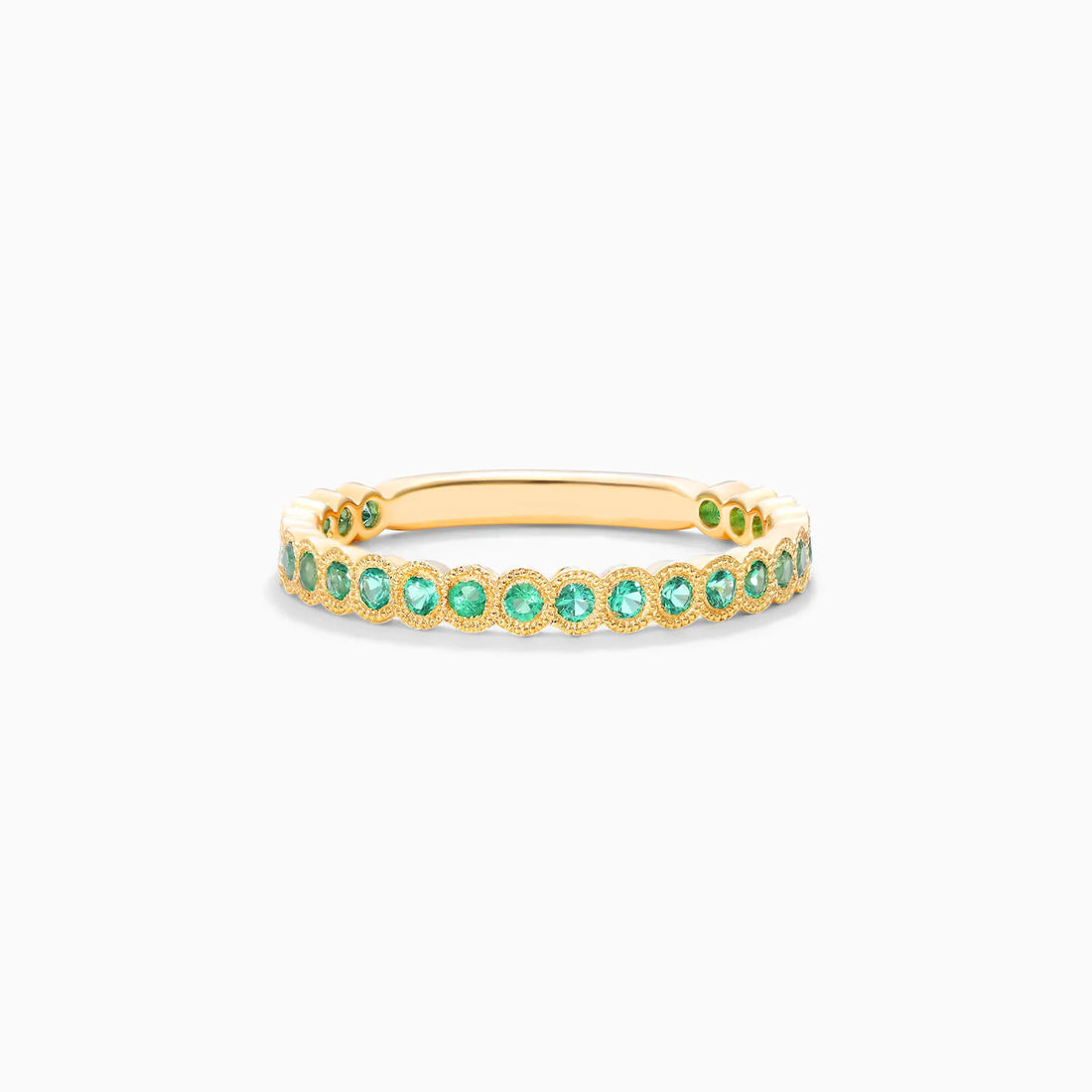 Anel Aparador de Esmeralda em Ouro 18k C/ Moldura de Luxo