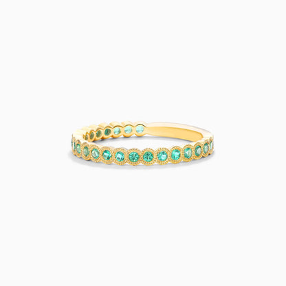 Anel Aparador de Esmeralda em Ouro 18k C/ Moldura de Luxo