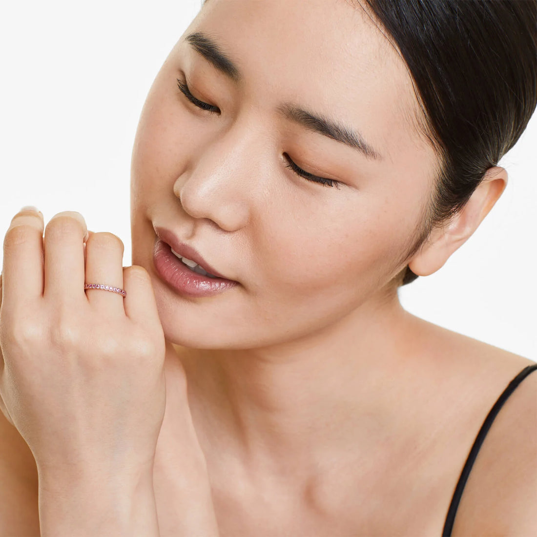 Anel Aparador de Safira Rosa em Ouro 18k C/ Moldura de Luxo