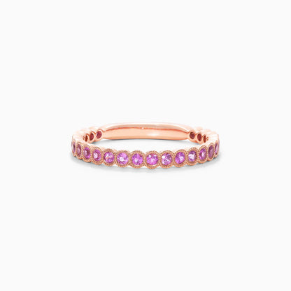 Anel Aparador de Safira Rosa em Ouro 18k C/ Moldura de Luxo
