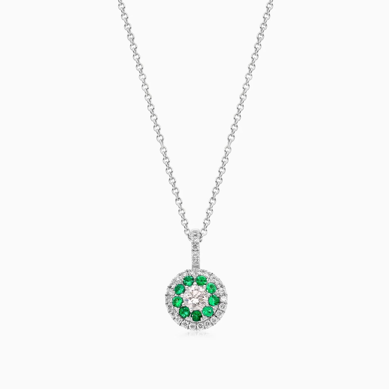Corrente feminina em Ouro 18k diamantes e Esmeraldas Luxo