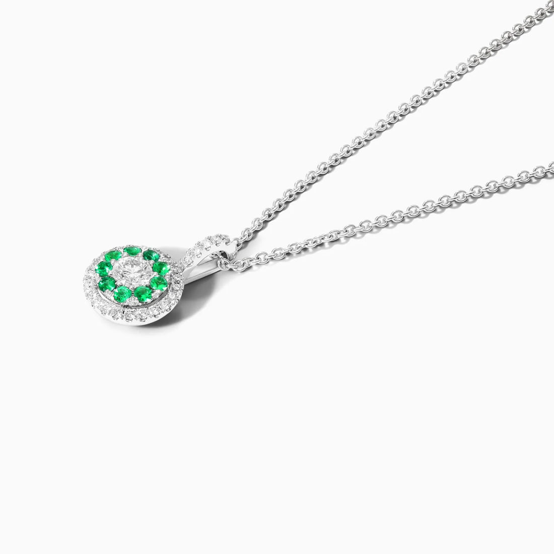 Corrente feminina em Ouro 18k diamantes e Esmeraldas Luxo