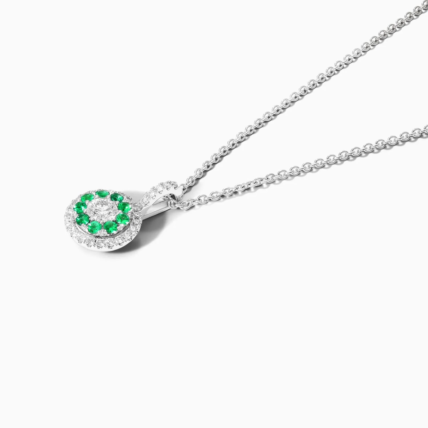 Corrente feminina em Ouro 18k diamantes e Esmeraldas Luxo