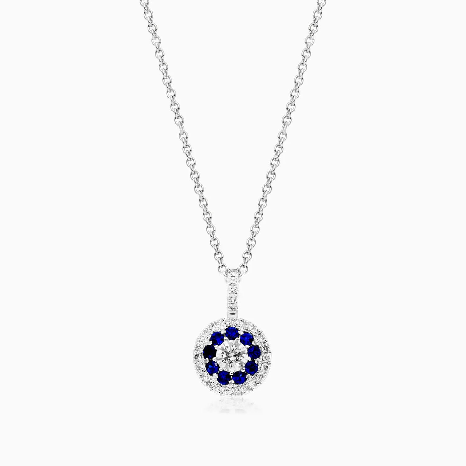 Corrente feminina em Ouro 18k diamantes e Safiras Luxo