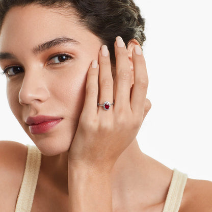 Anel De Rubi Em Ouro 18k C/ Diamantes Brilhantes