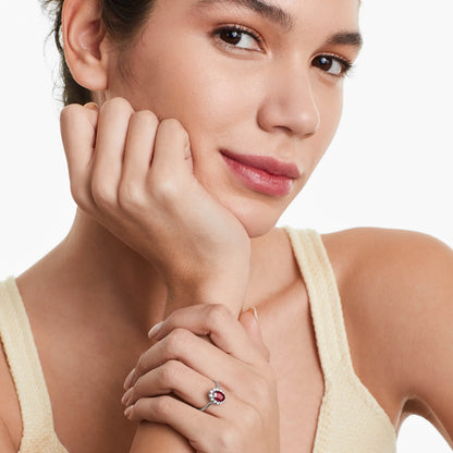 Anel De Rubi Em Ouro 18k C/ Diamantes Brilhantes