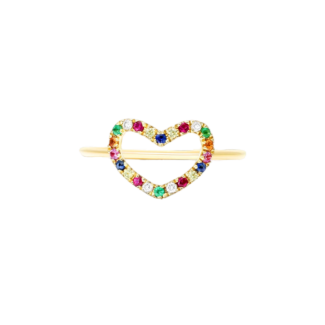 Anel  De Diamante  em Ouro 18k Coração Luxo