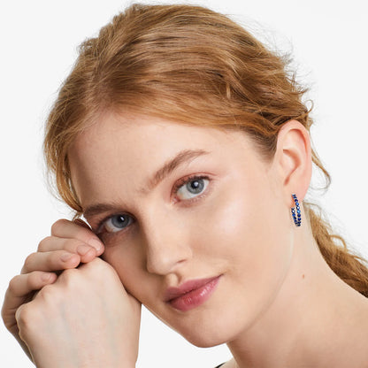 Brinco Argola De Safira Azul em Ouro 18k Branco De Luxo