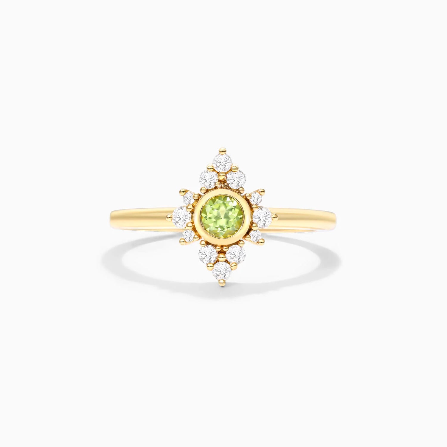 Anel De Ouro 18k c/ Peridoto e Diamantes Brilhantes de Luxo