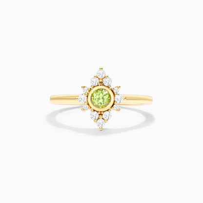 Anel De Ouro 18k c/ Peridoto e Diamantes Brilhantes de Luxo