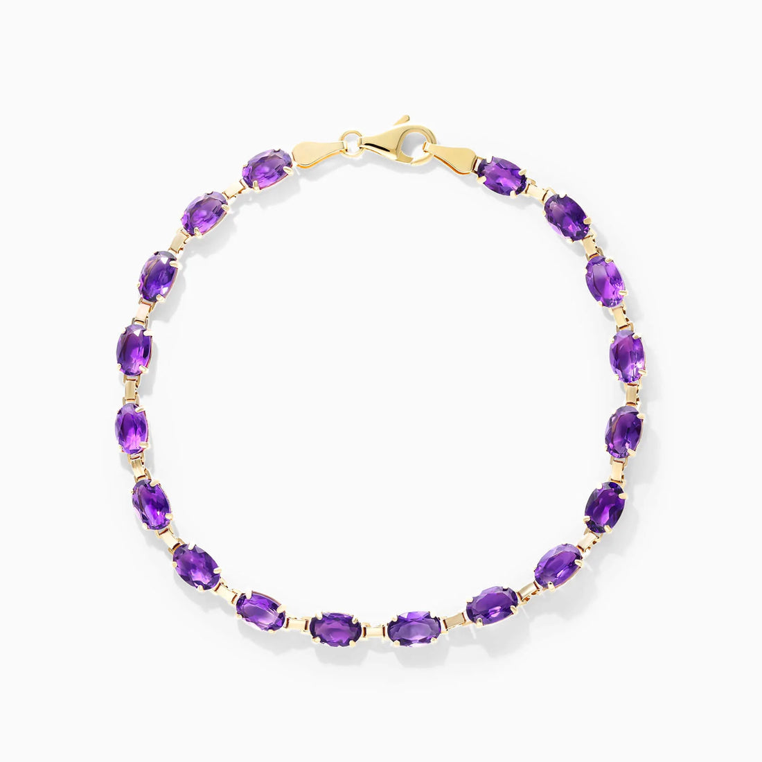 Pulseira Feminina de Ouro Amarelo 18k Ametista Luxo