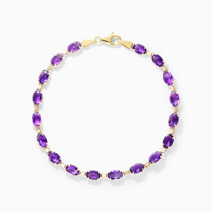 Pulseira Feminina de Ouro Amarelo 18k Ametista Luxo